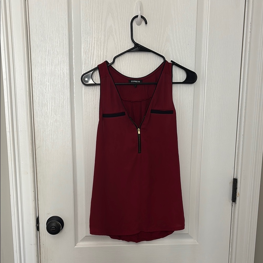 Express Red Sleeveless Quarter-Zip Tank Top